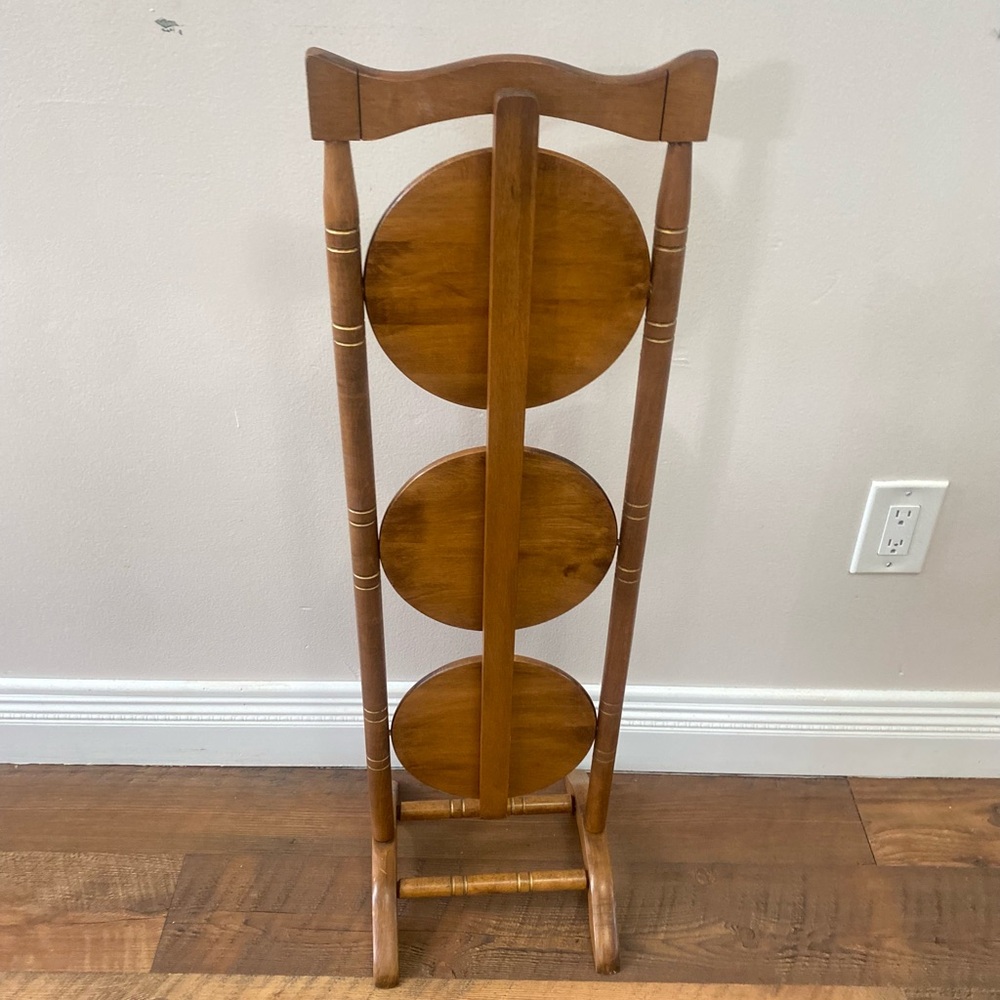 Vintage Wooden Three Tiered Foldable Pie Shelf - Picture 3 of 7
